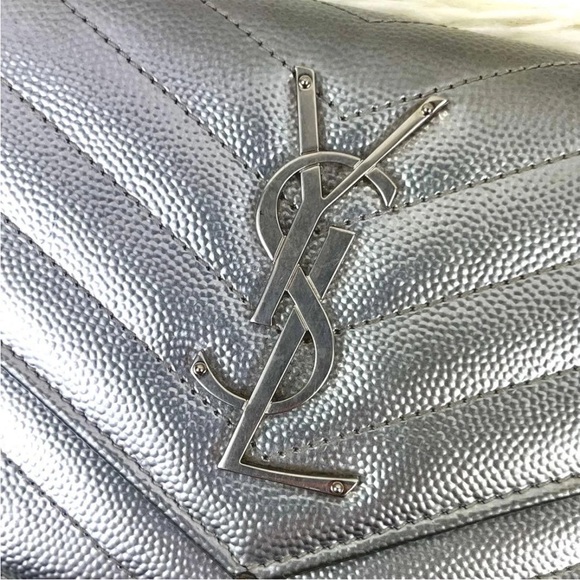 Saint Laurent Metallic Silver Wallet - Picture 3 of 12